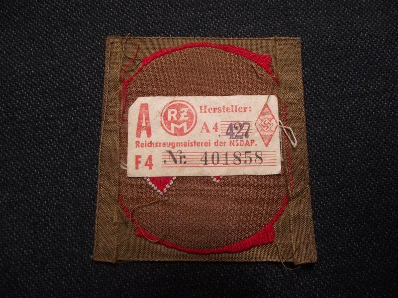 Deutsche Jungvolk Cloth Sleeve Badge Insignia with Paper RZM Tag — image 3