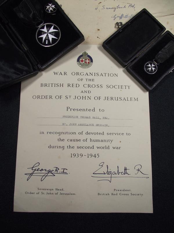 WW2 Order of St John's Serving Brother Medal Grouping. Griffithstown. — image 3