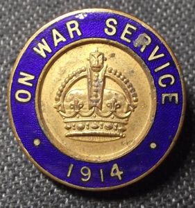 WW1 ''On War Service'' Enamel Badge. 1914. Numbered and Maker …