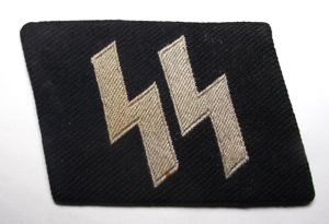 WW2 German SS Bevo Runic Collar Tab. Dachau Type.
