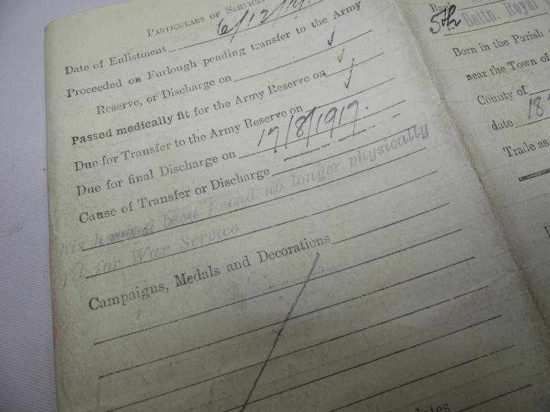 WW1 British Discharge Paperwork. 5th Battalion RWF. Penmachno North Wales. — image 3
