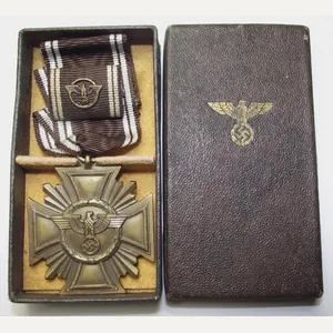 WW2 Boxed Bronze NSDAP Long Service Medal and Ribbon Bar, …