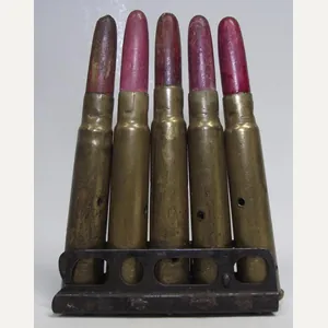 WW1 British Wooden Head Practise Rounds in MK2 Stripper Clip.