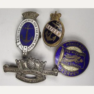 4 X British Naval Enamel Membership Badges.