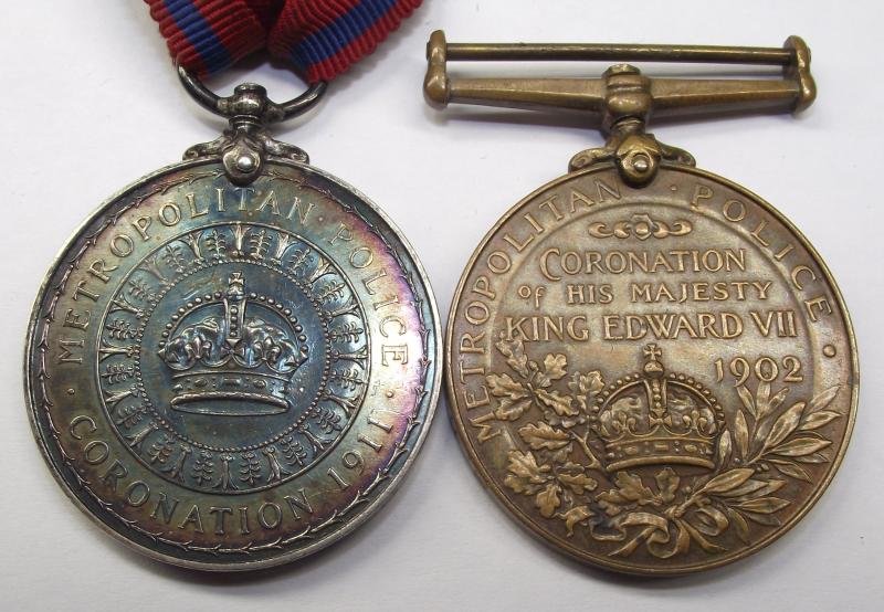 Metropolitan Police Coronation Medal Pair. 1902 and 1911, S-Division. — image 3