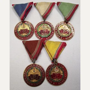 5 X Hungarian Republic Exemplary Military Service Medals. 10,15,20,25 and …