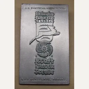 DAF/KDF Event Badge Tinnie/ Urlaubs Fahrten, 1936.