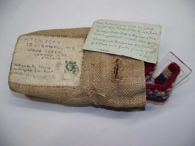 WW2 British Hospitalised Soldier's Hand Made Cloth Belt and Packaging. — image 2