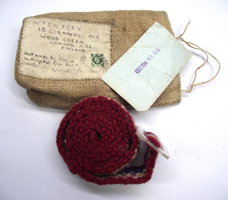 WW2 British Hospitalised Soldier's Hand Made Cloth Belt and Packaging. — image 4