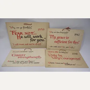 4 X British Homefront Gospel Wall Hanging Cards. 1939/41/42. Cardiff.