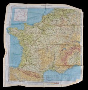 WW2 Silk Escape Map ' Zones of France ' & …