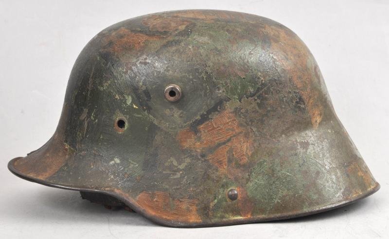 WW1 German Battle Damaged Camouflage M16 Helmet — image 3