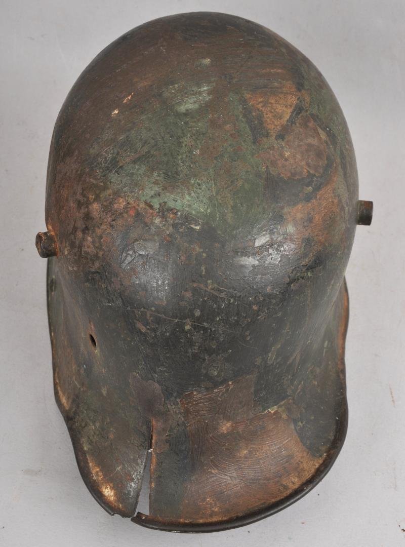 WW1 German Battle Damaged Camouflage M16 Helmet — image 8