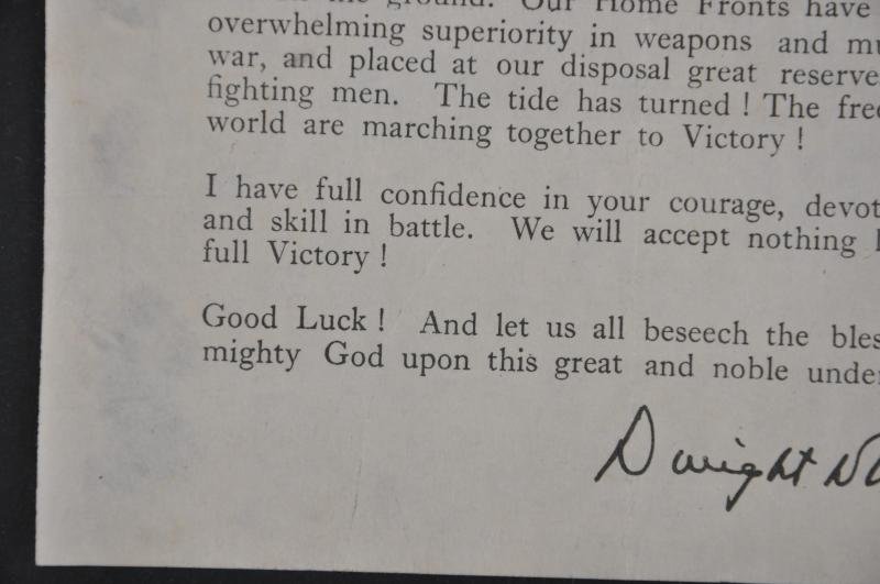 Original & Rare D-Day Eisenhower ' June 6, 1944, Order Of The Day ' Printed Leaflet — image 3