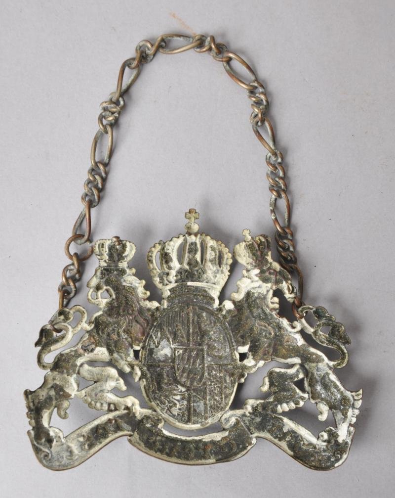 WW1 Bavarian Pickelhaube Plate - Chain Hung Souvenir — image 2