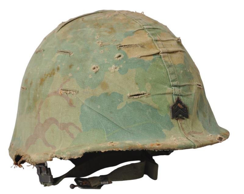 Vietnam War USMC Helmet With 'Gunny Sergeant ' Insignia To Front — image 2