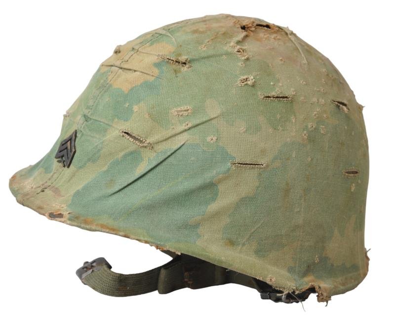 Vietnam War USMC Helmet With 'Gunny Sergeant ' Insignia To Front — image 3