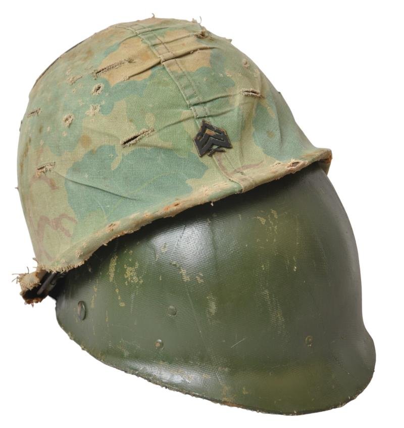 Vietnam War USMC Helmet With 'Gunny Sergeant ' Insignia To Front — image 6