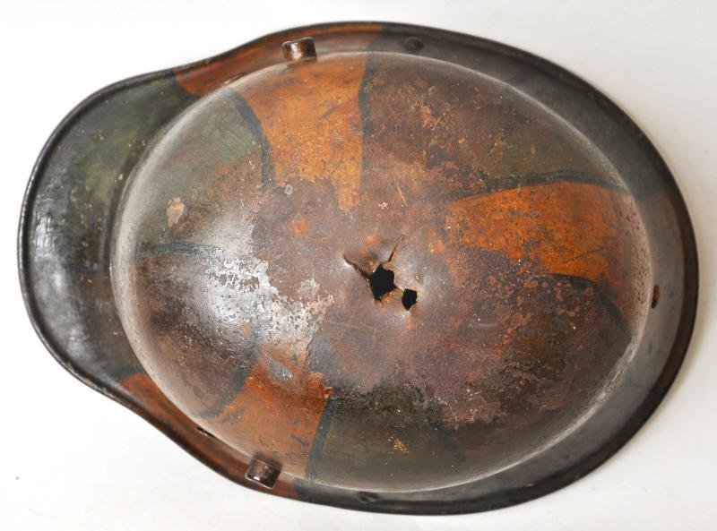 WW1 German Battle Damaged Camouflage M17 Helmet — image 7