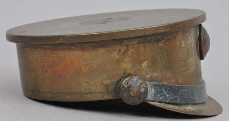 WW1 British 4.5 Howitzer Shellcase Trenchart Cap 1916 — image 3