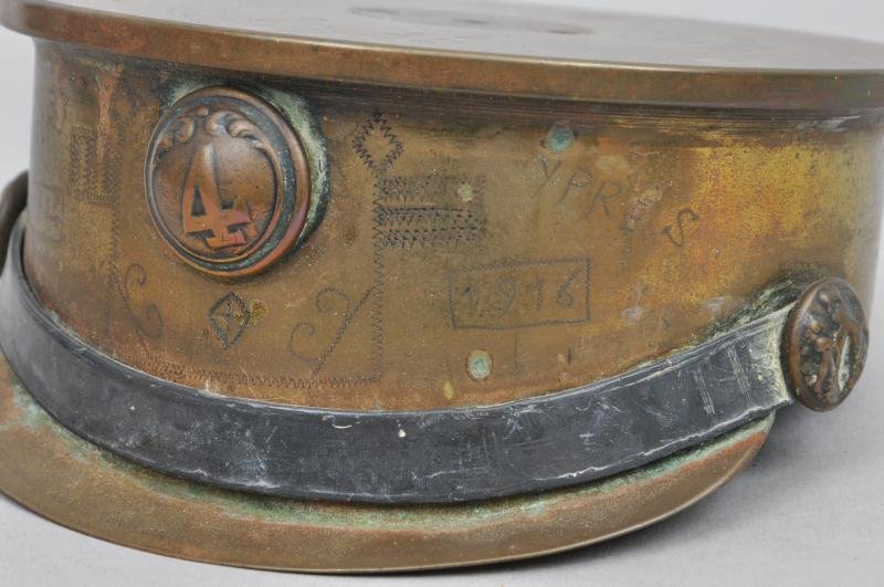 WW1 British 4.5 Howitzer Shellcase Trenchart Cap 1916 — image 5