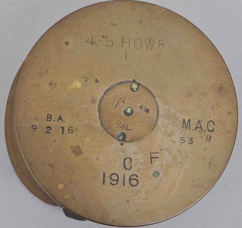 WW1 British 4.5 Howitzer Shellcase Trenchart Cap 1916 — image 6