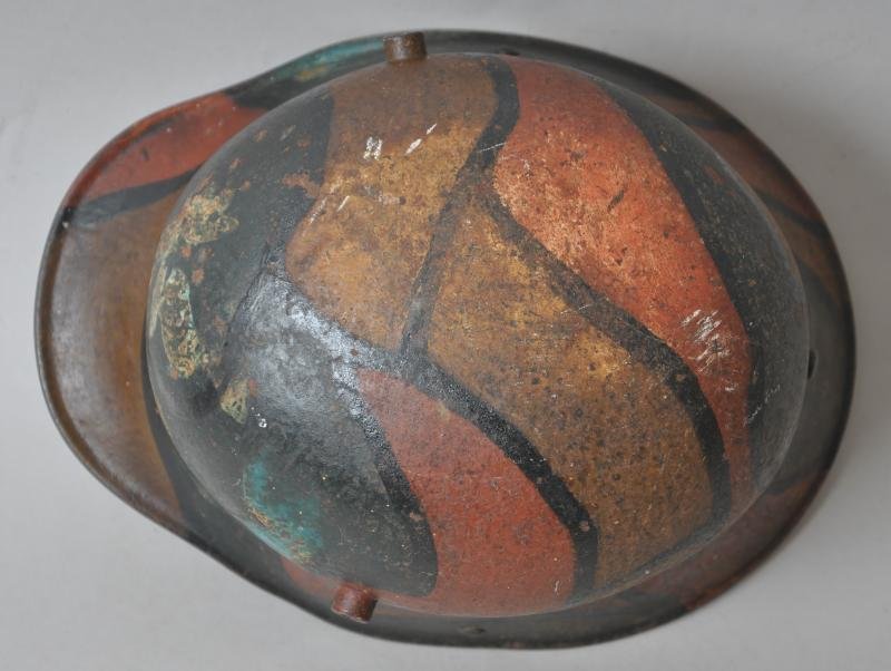 WW1 US GI Doughboy Painted German 'Mimickry' Camouflage Helmet — image 4