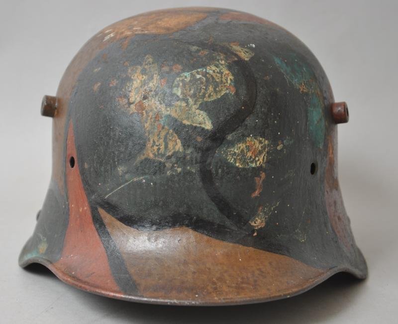 WW1 US GI Doughboy Painted German 'Mimickry' Camouflage Helmet — image 5