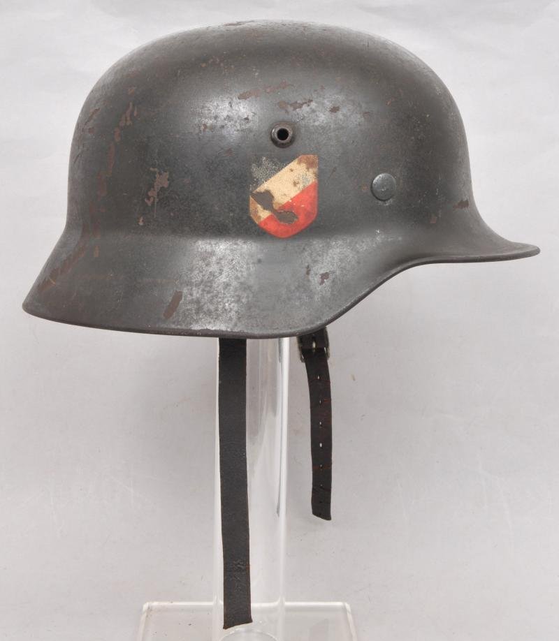 WW2 German M35 Double Decal Luftwaffe Helmet With Cut Chinstrap — image 2