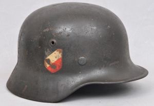 WW2 German M35 Double Decal Luftwaffe Helmet With Cut Chinstrap