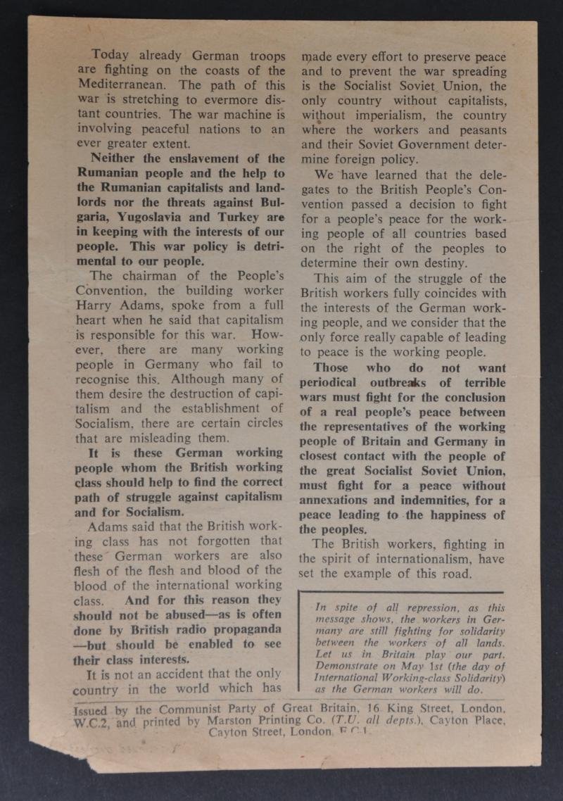 German Workers 'Real Germany Speaks' Leaflet To The English People — image 2