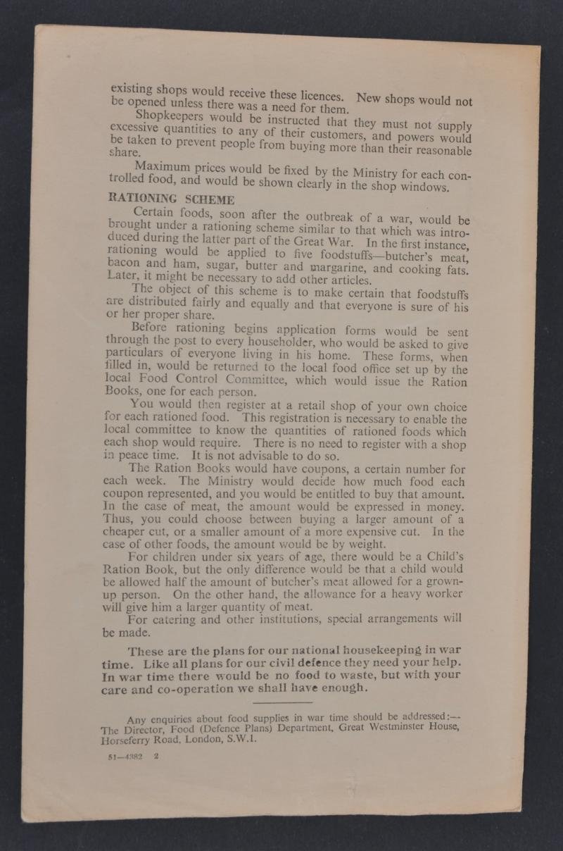WW2 British Civil Defence Pamphlet No.4 - Your Food In War-Time — image 2
