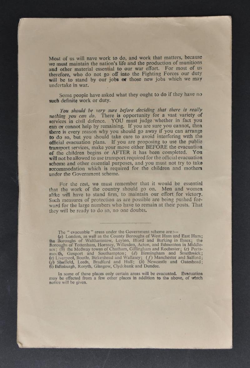 WW2 British Civil Defence Pamphlet No.3 - Evacuation Why & How ? 1939 — image 2