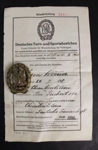WW2 German DRL Sports Badge & Award Document