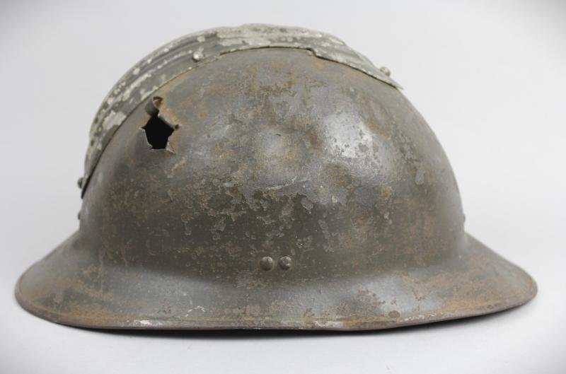 WW2 French 'Fall of France' Battle Damaged M26 Adrian Helmet — image 3