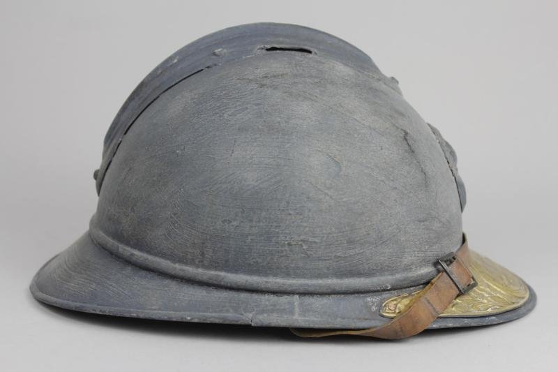 WW1 French M15 Adrian Helmet With Commandant Named Souvenir Plaque — image 5