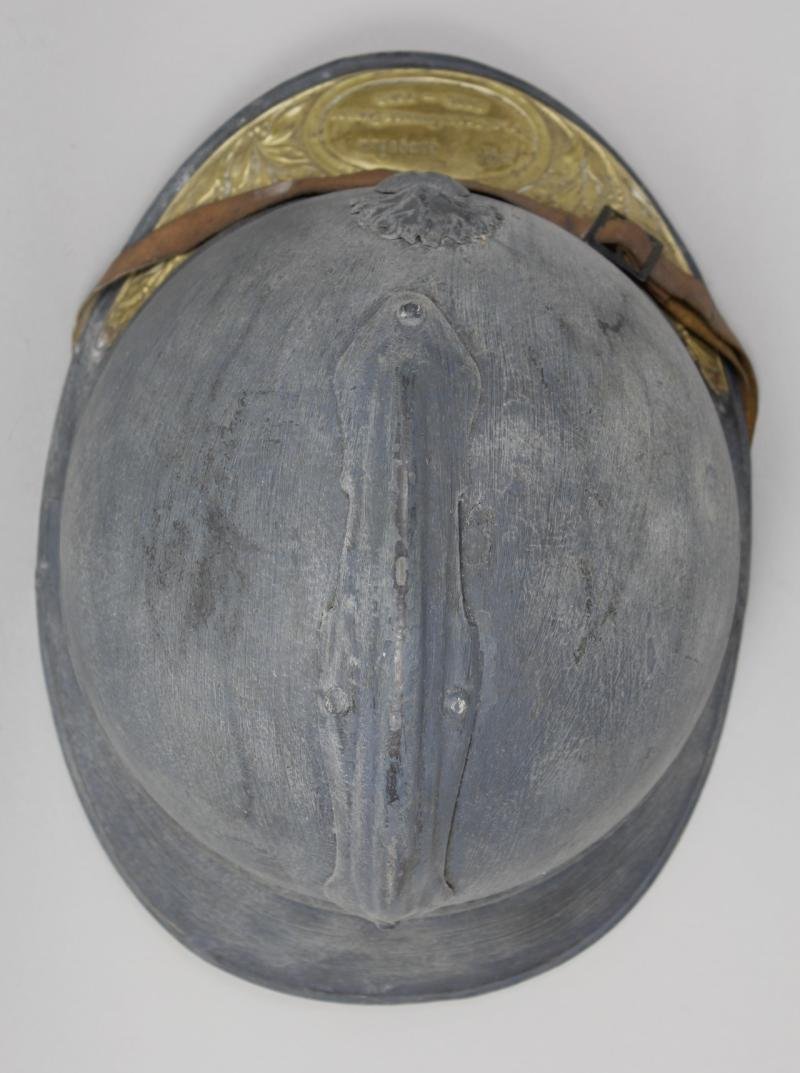 WW1 French M15 Adrian Helmet With Commandant Named Souvenir Plaque — image 8