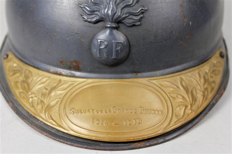 WW1 French Adrian Helmet With Souvenir Plaque — image 11
