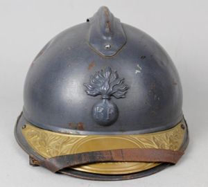 WW1 French Adrian Helmet With Souvenir Plaque