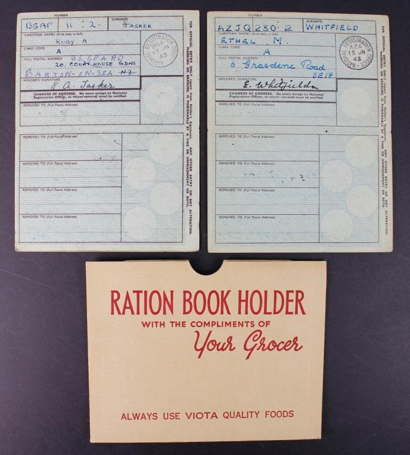 WW2 Ration Book Case & Identity Cards Barton-On-Sea Hampshire & Woolwich London 1943 — image 2