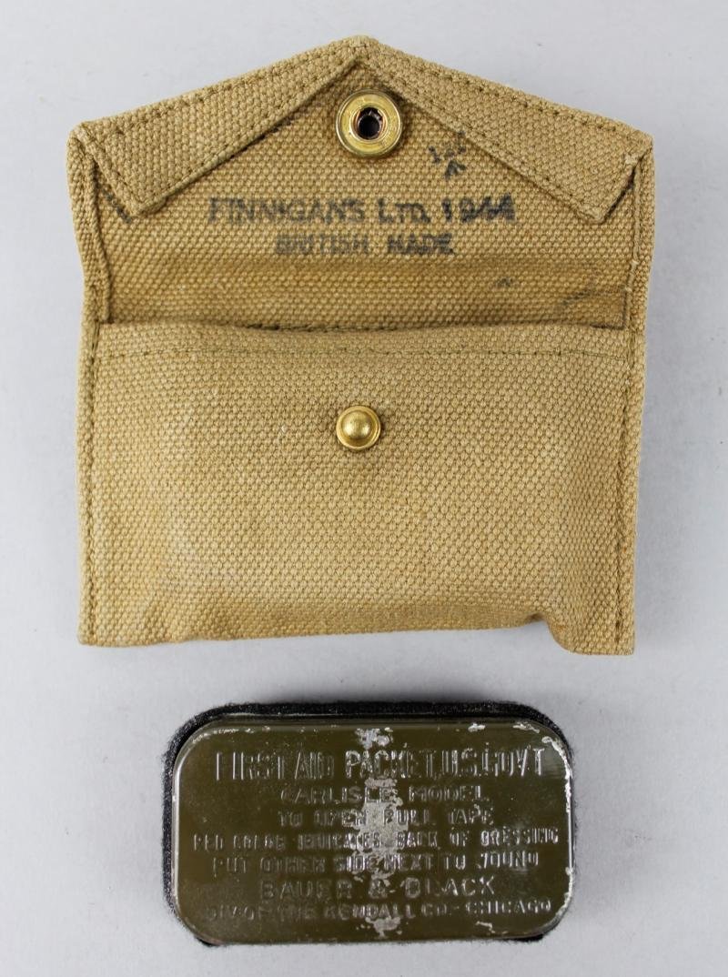 WW2 US British Made First Aid Pouch & Carlisle Tin — image 2