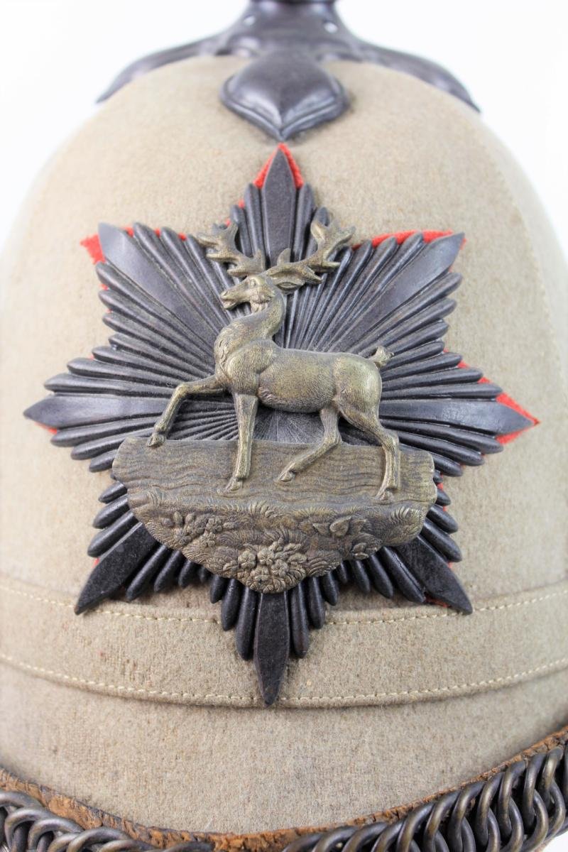Victorian British Hertfordshire Regiment Grey Cloth Home Service Helmet — image 2