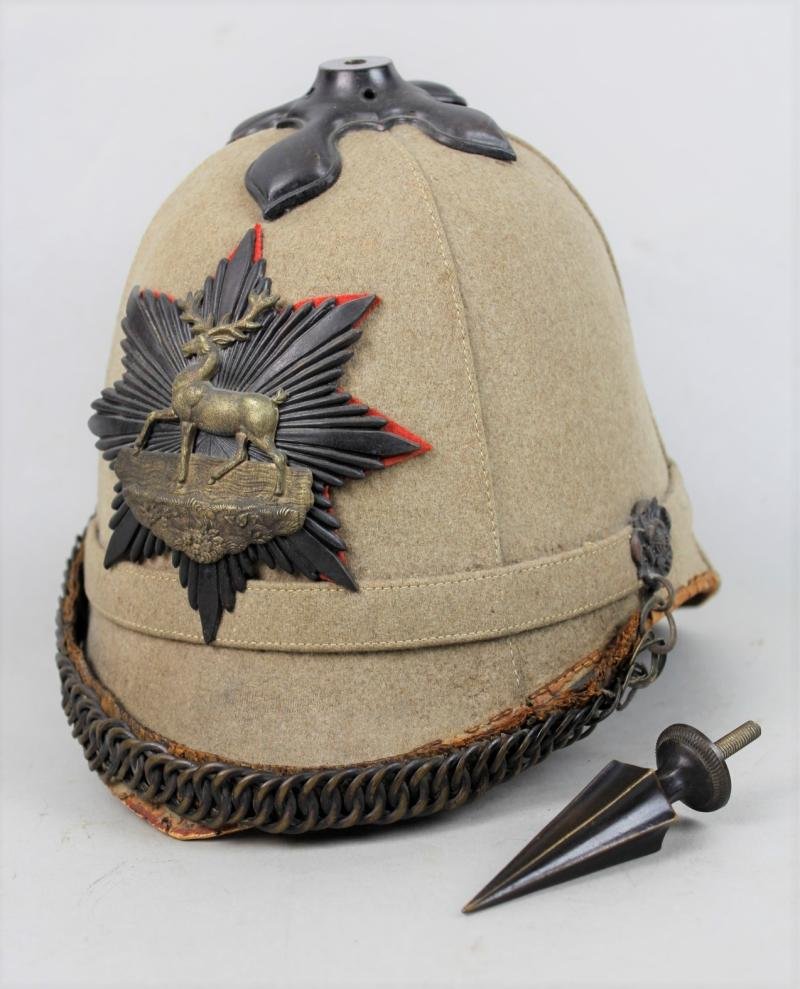 Victorian British Hertfordshire Regiment Grey Cloth Home Service Helmet — image 9