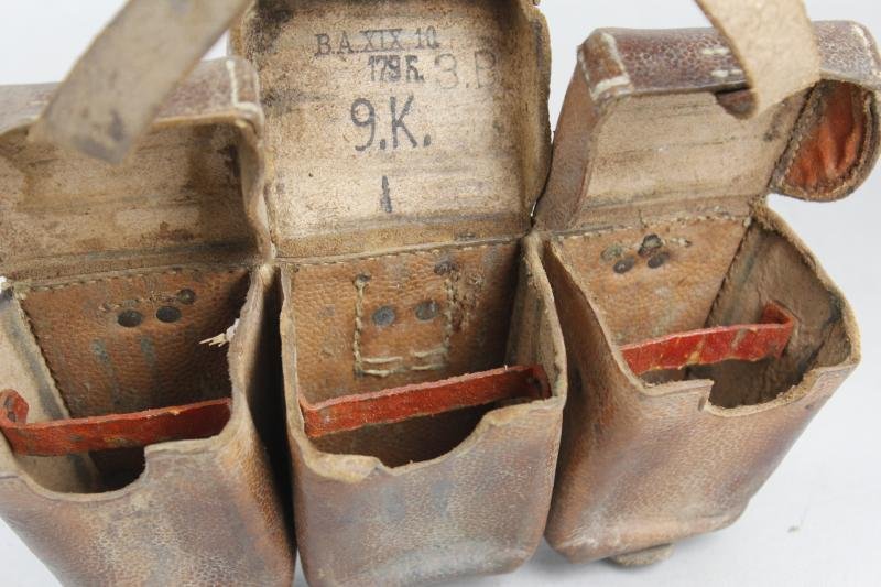 WW1 German M1909 Ammunition Pouch With Saxon Inf. Regimental & Corps Markings — image 2