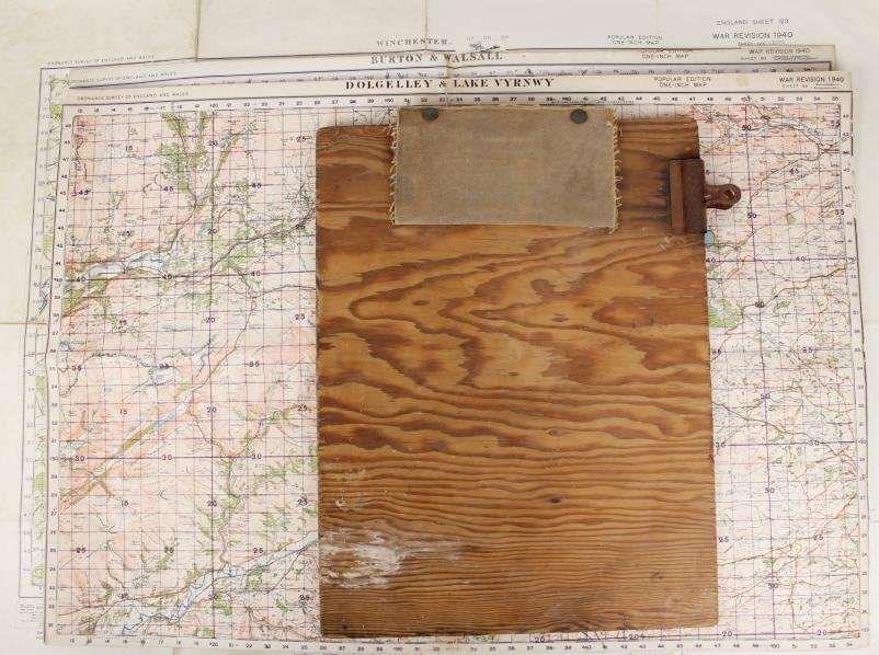WW2 British Officers Map Board 1943 & Three Maps 1940 Dated — image 2