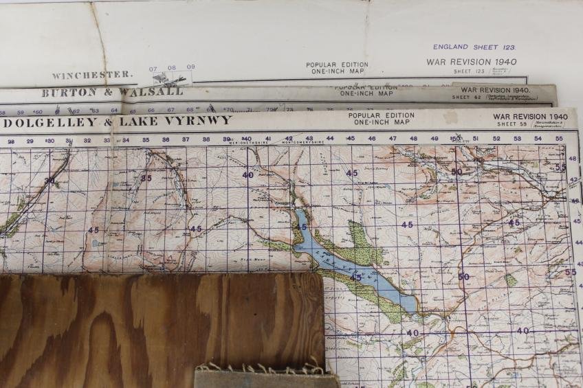 WW2 British Officers Map Board 1943 & Three Maps 1940 Dated — image 3