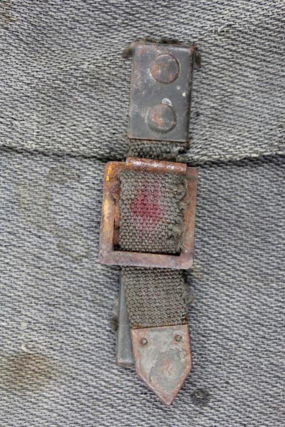 WW2 German Single Blue Canvas Grenade Bag — image 3