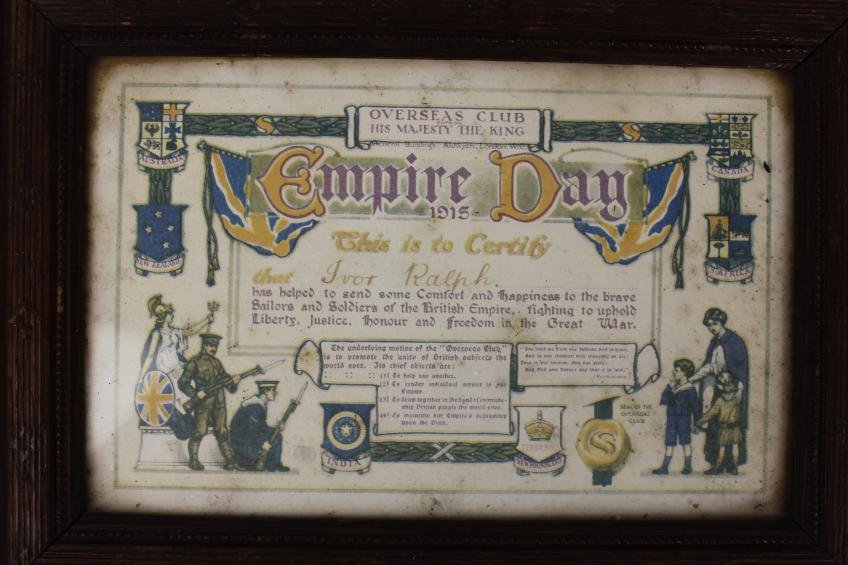 WW1 Empire Day Framed Certificate 1915 — image 2