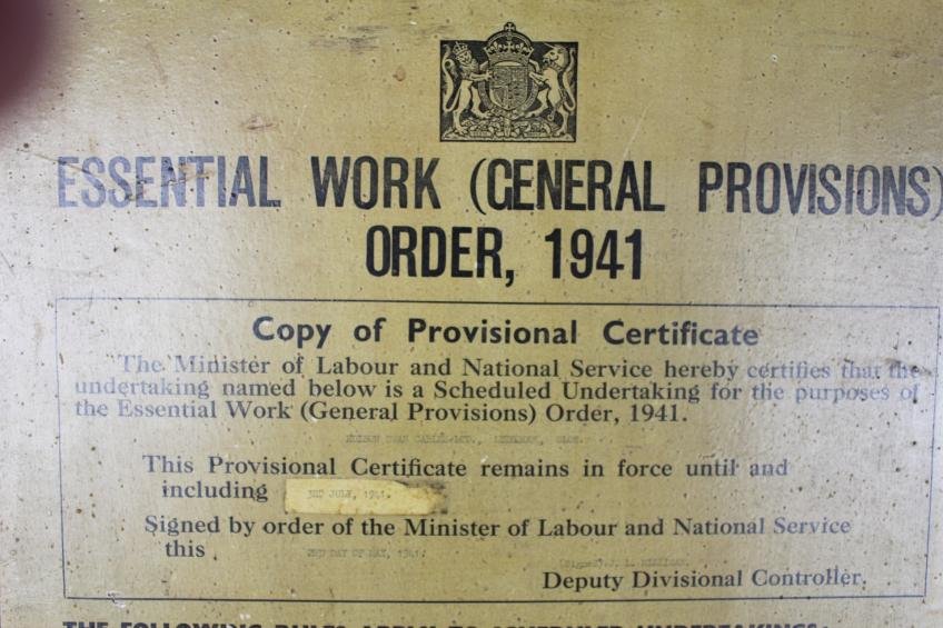 WW2 British Home Front Ministry Of Labour Essential Work Order 1941 — image 3