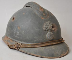 WW1 French Battle Damaged M15 Infantry Adrian Helmet